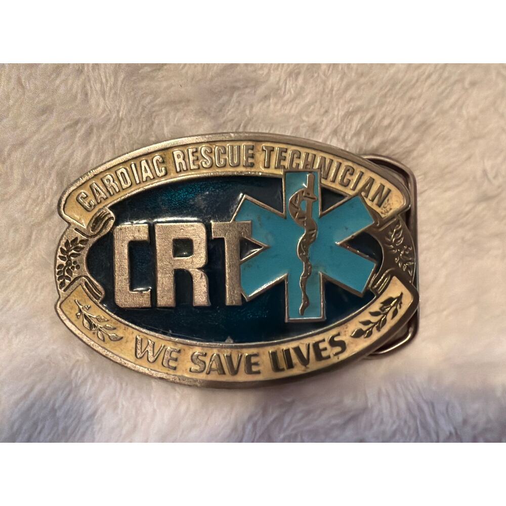 Vintage EMT Cardiac Rescue Technician Belt Buckle Blue Star of Life BTS 2343